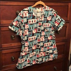 Christmas scrub top
